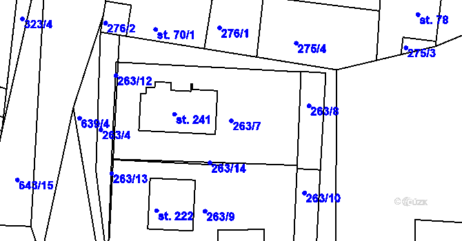 Parcela st. 263/7 v KÚ Staňkov, Katastrální mapa