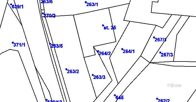 Parcela st. 264/2 v KÚ Staňkov, Katastrální mapa