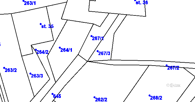 Parcela st. 267/3 v KÚ Staňkov, Katastrální mapa