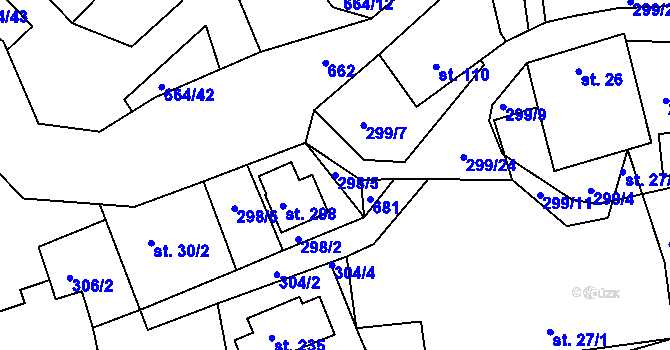Parcela st. 298/5 v KÚ Staňkov, Katastrální mapa