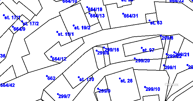 Parcela st. 299/8 v KÚ Staňkov, Katastrální mapa