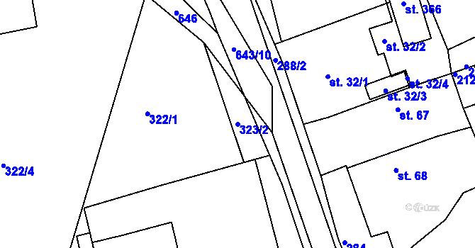 Parcela st. 323/2 v KÚ Staňkov, Katastrální mapa