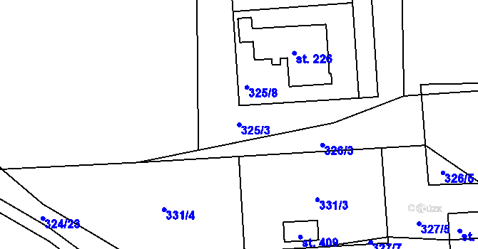 Parcela st. 325/3 v KÚ Staňkov, Katastrální mapa