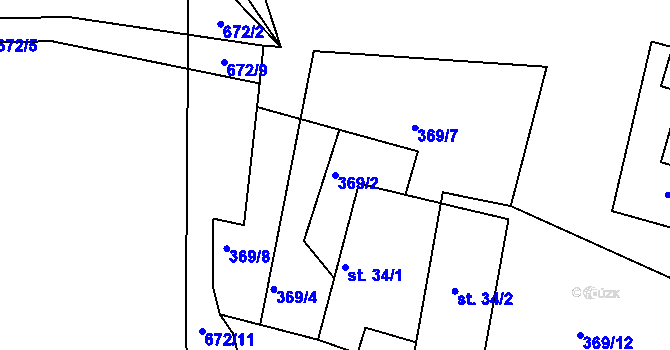 Parcela st. 369/2 v KÚ Staňkov, Katastrální mapa