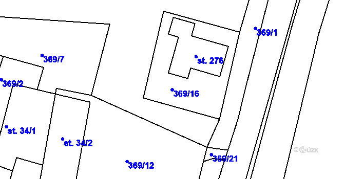 Parcela st. 369/16 v KÚ Staňkov, Katastrální mapa