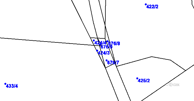 Parcela st. 424/3 v KÚ Staňkov, Katastrální mapa