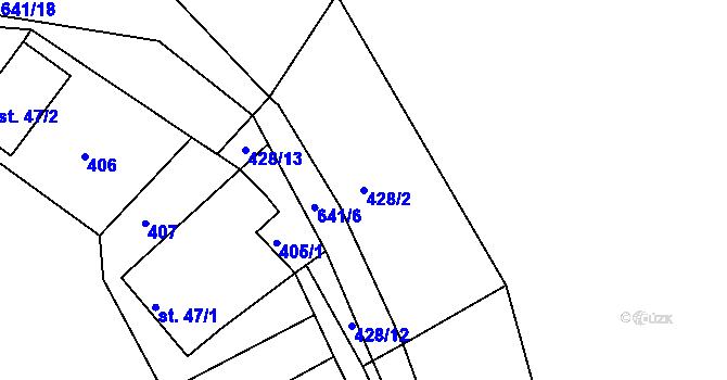 Parcela st. 428/2 v KÚ Staňkov, Katastrální mapa
