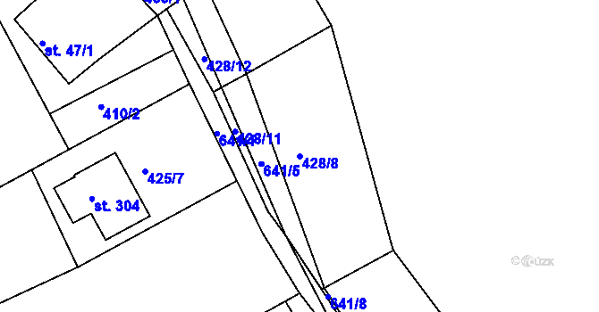 Parcela st. 428/8 v KÚ Staňkov, Katastrální mapa