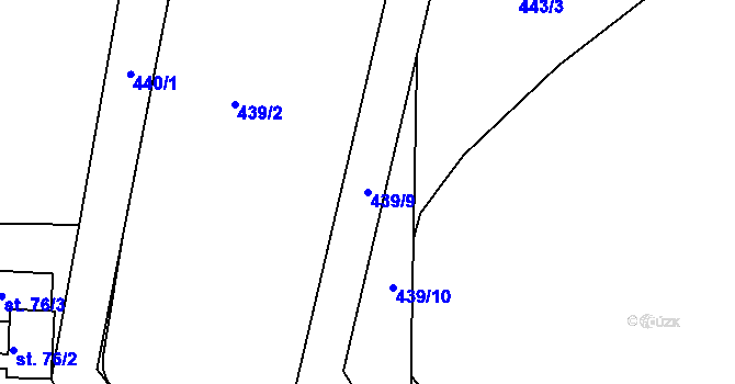 Parcela st. 439/9 v KÚ Staňkov, Katastrální mapa