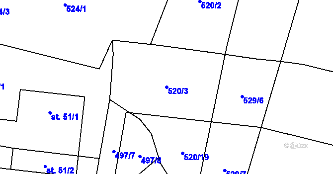 Parcela st. 520/3 v KÚ Staňkov, Katastrální mapa