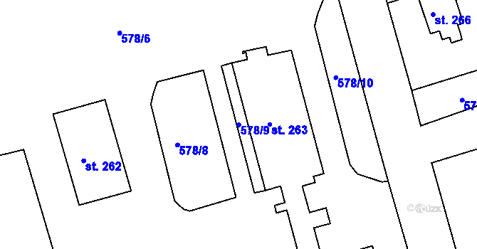 Parcela st. 578/9 v KÚ Staňkov, Katastrální mapa