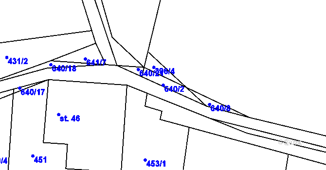 Parcela st. 640/2 v KÚ Staňkov, Katastrální mapa