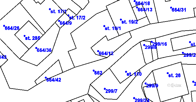 Parcela st. 664/12 v KÚ Staňkov, Katastrální mapa