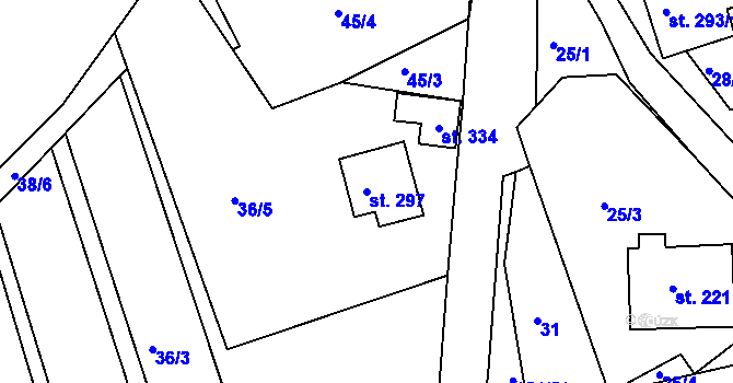 Parcela st. 297 v KÚ Staňkov, Katastrální mapa