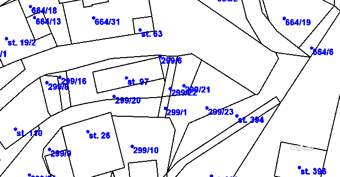 Parcela st. 299/22 v KÚ Staňkov, Katastrální mapa