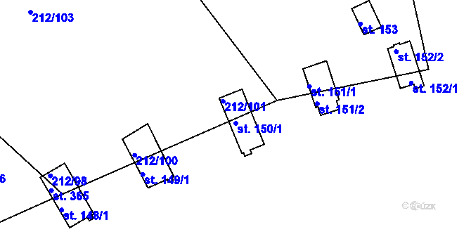 Parcela st. 150/1 v KÚ Staňkov, Katastrální mapa