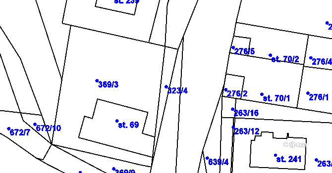 Parcela st. 323/4 v KÚ Staňkov, Katastrální mapa