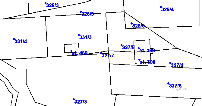 Parcela st. 327/7 v KÚ Staňkov, Katastrální mapa