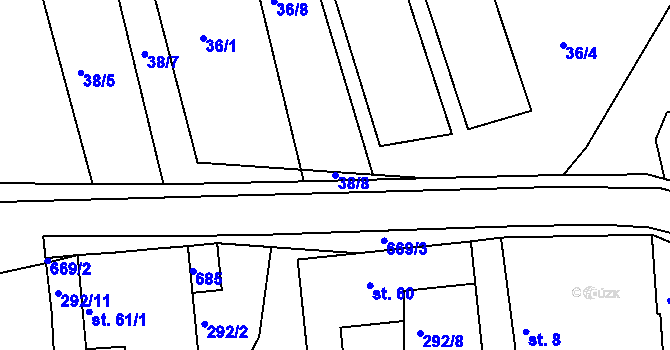 Parcela st. 38/8 v KÚ Staňkov, Katastrální mapa