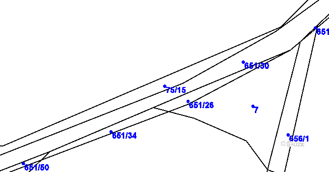 Parcela st. 75/15 v KÚ Staňkov, Katastrální mapa