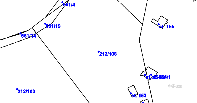 Parcela st. 212/108 v KÚ Staňkov, Katastrální mapa