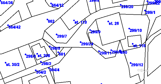 Parcela st. 299/24 v KÚ Staňkov, Katastrální mapa