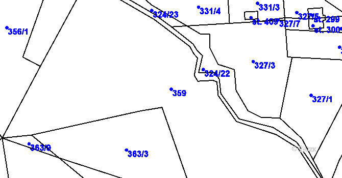 Parcela st. 359 v KÚ Staňkov, Katastrální mapa