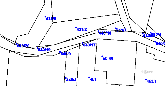 Parcela st. 640/17 v KÚ Staňkov, Katastrální mapa