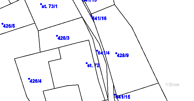 Parcela st. 641/4 v KÚ Staňkov, Katastrální mapa