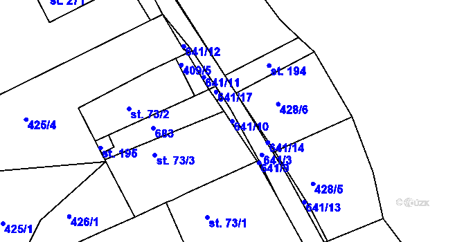 Parcela st. 641/10 v KÚ Staňkov, Katastrální mapa
