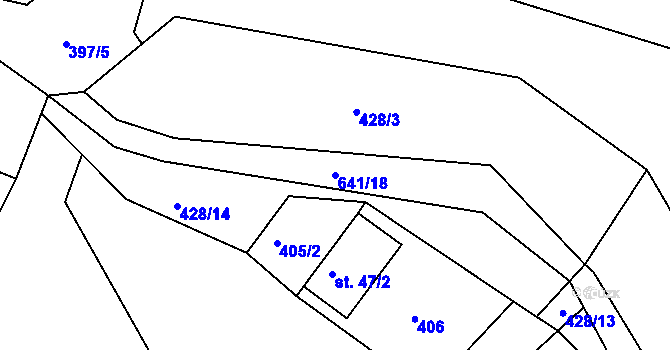 Parcela st. 641/18 v KÚ Staňkov, Katastrální mapa