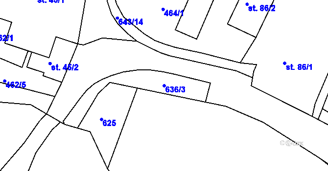Parcela st. 636/3 v KÚ Staňkov, Katastrální mapa