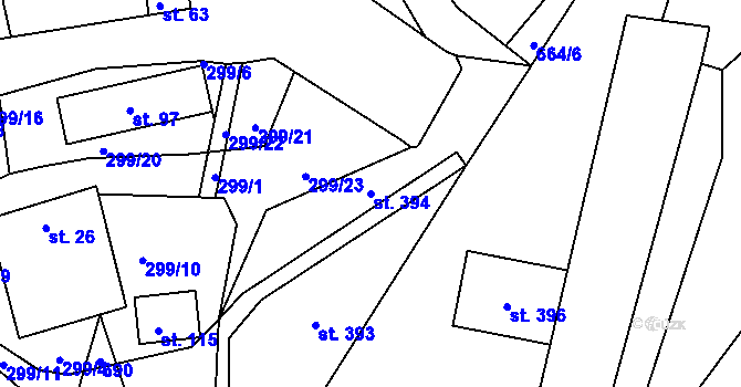 Parcela st. 394 v KÚ Staňkov, Katastrální mapa