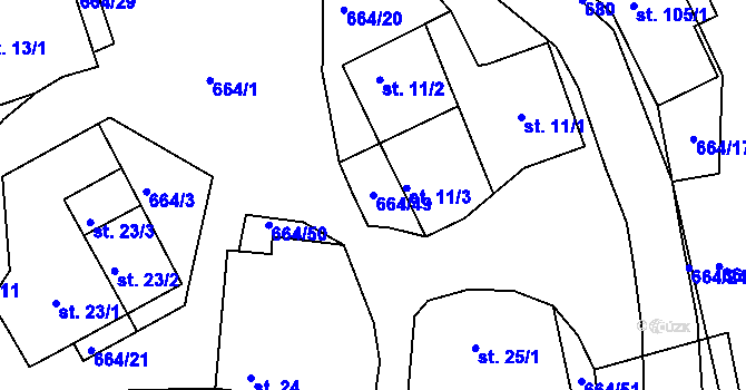 Parcela st. 664/49 v KÚ Staňkov, Katastrální mapa