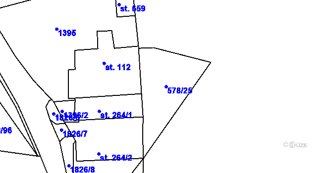 Parcela st. 578/25 v KÚ Staňkov, Katastrální mapa