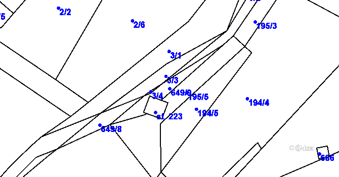 Parcela st. 649/9 v KÚ Staňkov, Katastrální mapa