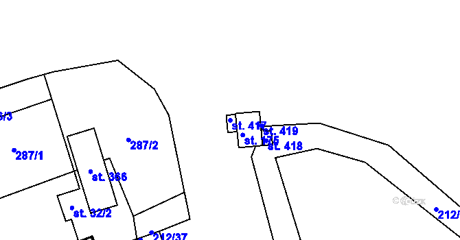 Parcela st. 417 v KÚ Staňkov, Katastrální mapa