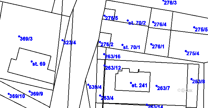 Parcela st. 263/16 v KÚ Staňkov, Katastrální mapa