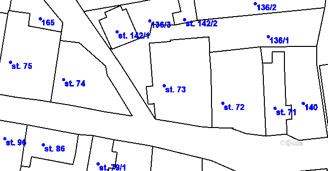 Parcela st. 73 v KÚ Krchleby u Staňkova, Katastrální mapa