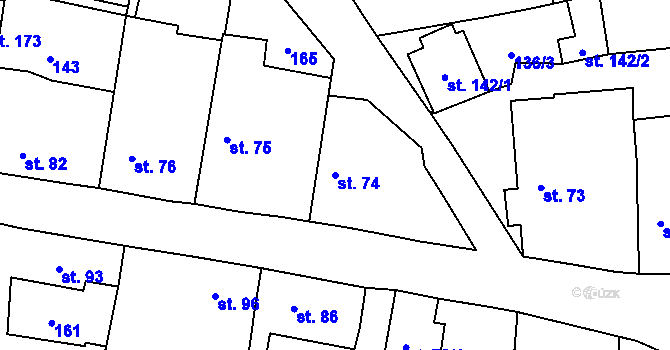 Parcela st. 74 v KÚ Krchleby u Staňkova, Katastrální mapa