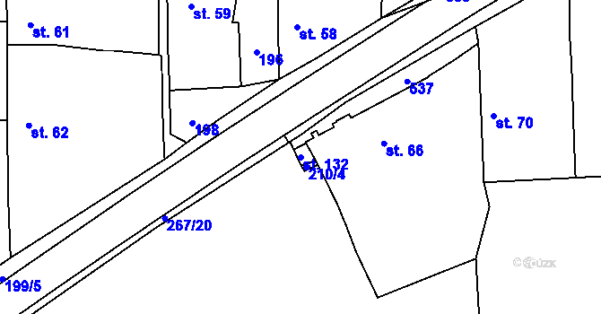 Parcela st. 132 v KÚ Krchleby u Staňkova, Katastrální mapa