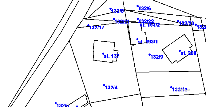 Parcela st. 137 v KÚ Krchleby u Staňkova, Katastrální mapa