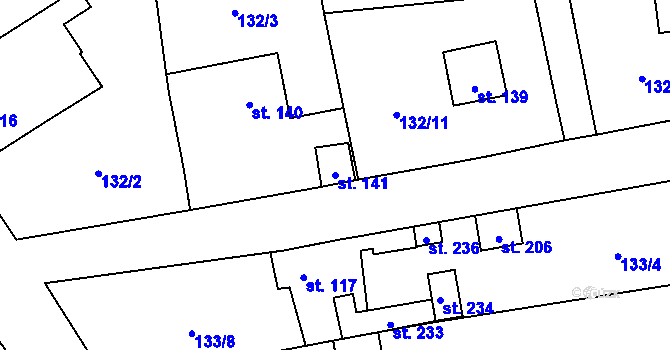 Parcela st. 141 v KÚ Krchleby u Staňkova, Katastrální mapa