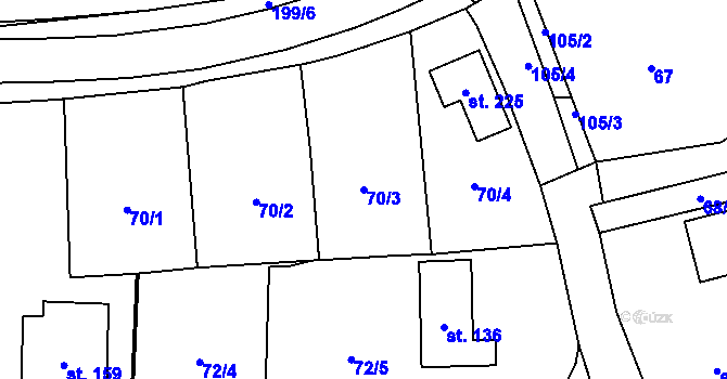 Parcela st. 70/3 v KÚ Krchleby u Staňkova, Katastrální mapa