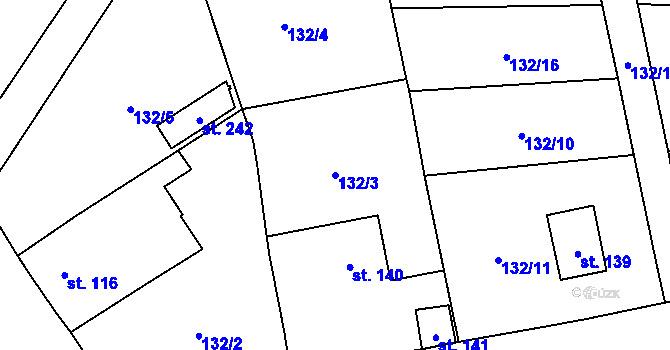 Parcela st. 132/3 v KÚ Krchleby u Staňkova, Katastrální mapa