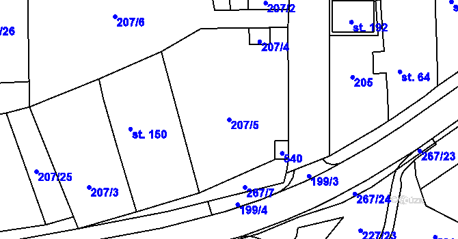 Parcela st. 207/5 v KÚ Krchleby u Staňkova, Katastrální mapa