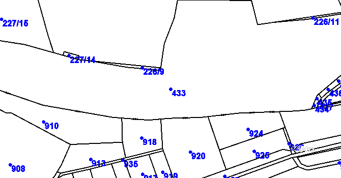 Parcela st. 433 v KÚ Krchleby u Staňkova, Katastrální mapa