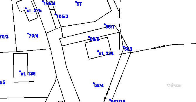 Parcela st. 224 v KÚ Krchleby u Staňkova, Katastrální mapa