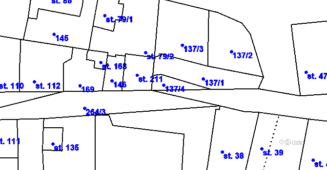 Parcela st. 137/4 v KÚ Krchleby u Staňkova, Katastrální mapa
