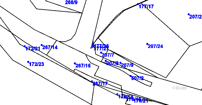 Parcela st. 207/7 v KÚ Krchleby u Staňkova, Katastrální mapa